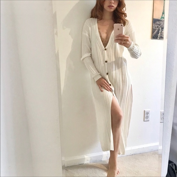 Free People Sweaters - FREE PEOPLE White Sweater Dress SZ XS